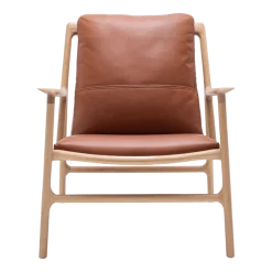 Fauteuil en chêne et cuir whisky Dedo easy chair - Gazzda