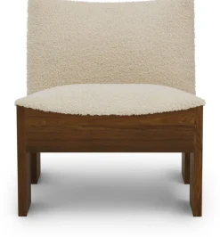 Fauteuil en chêne foncé et textile bouclé blanc Tenon - New works