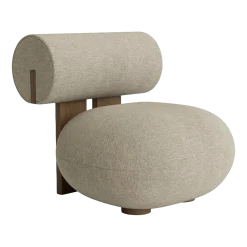 Fauteuil en chêne fumé clair et rembourrage en tissu bouclé Barnum Col 3 Hippo Lounge - NORR11