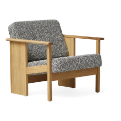 Fauteuil en chêne huilé et assise gris et blanc chiné 73x69x70cm Hallingdal - Form & Refine