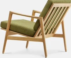 Fauteuil en chêne naturel et assise en bouclette vert Stefan lounge - 366 concept