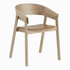 Fauteuil en chêne naturel et assise en cuir Cover - Muuto