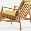 Fauteuil en chêne naturel et assise en tissu marble moutarde Stefan lounge - 366 concept