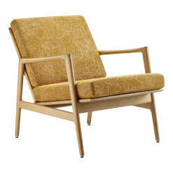Fauteuil en chêne naturel et assise en tissu marble moutarde Stefan lounge - 366 concept