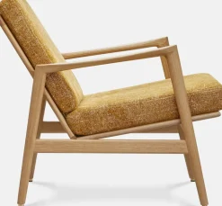 Fauteuil en chêne naturel et assise en tissu marble moutarde Stefan lounge - 366 concept