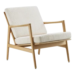 Fauteuil en chêne naturel et assise en velours crème Stefan lounge - 366 concept