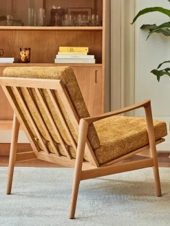 Fauteuil en chêne naturel et assise en velours crème Stefan lounge - 366 concept