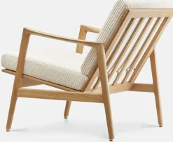 Fauteuil en chêne naturel et assise en velours crème Stefan lounge - 366 concept