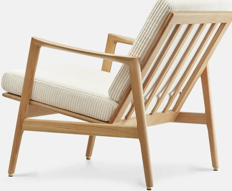 Fauteuil en chêne naturel et assise en velours crème Stefan lounge - 366 concept