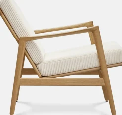 Fauteuil en chêne naturel et assise en velours crème Stefan lounge - 366 concept