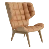 Fauteuil en chêne naturel et rembourrage en cuir camel Mammoth - NORR11