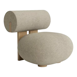 Fauteuil en chêne naturel et rembourrage en tissu bouclé Barnum Col 3 Hippo Lounge - NORR11