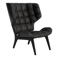 Fauteuil en chêne noir et rembourrage en cuir anthracite Mammoth - NORR11