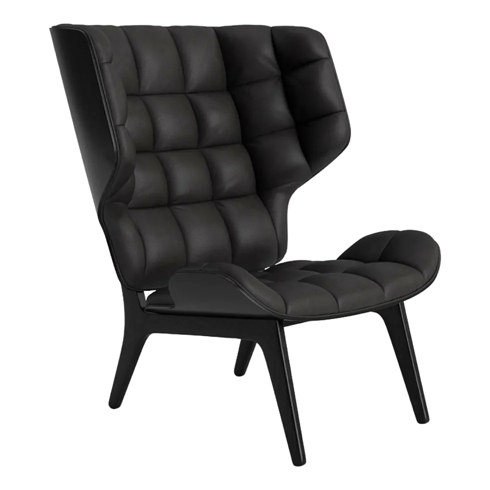Fauteuil en chêne noir et rembourrage en cuir anthracite Mammoth - NORR11