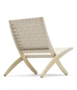 Fauteuil en chêne savonné et assise sangles naturelles 76cm Cuba Chair - Carl Hansen & Søn