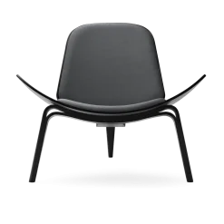 Fauteuil en chêne teinté noir et assise en cuir fiord 171 74cm CH07 - Carl Hansen & Søn