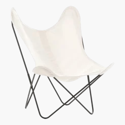 Fauteuil en coton blanc avec structure en acier noir Coton AA - Airborne