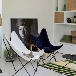 Fauteuil en coton gris avec structure en acier noir Coton AA - Airborne