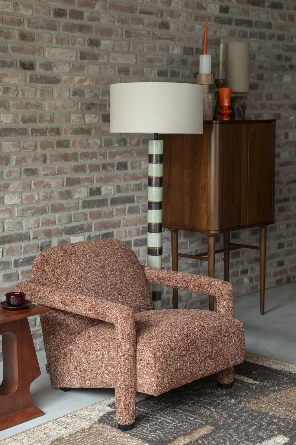 Fauteuil en coton rouge bordeaux 77x79x78cm Kent - Dutchbone