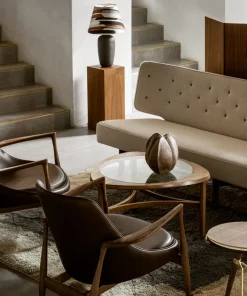 Fauteuil en cuir et noyer marron Elizabeth - Audo