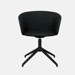 Fauteuil en cuir noir et piètement noir Kendo - Hem