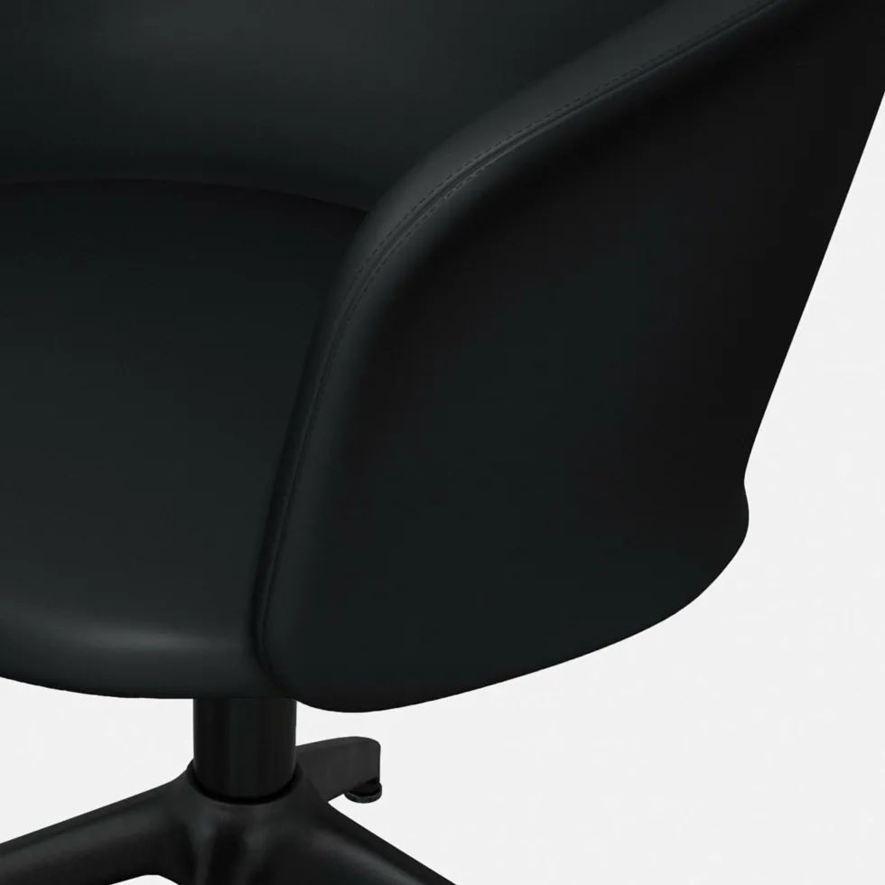 Fauteuil en cuir noir et piètement noir Kendo - Hem