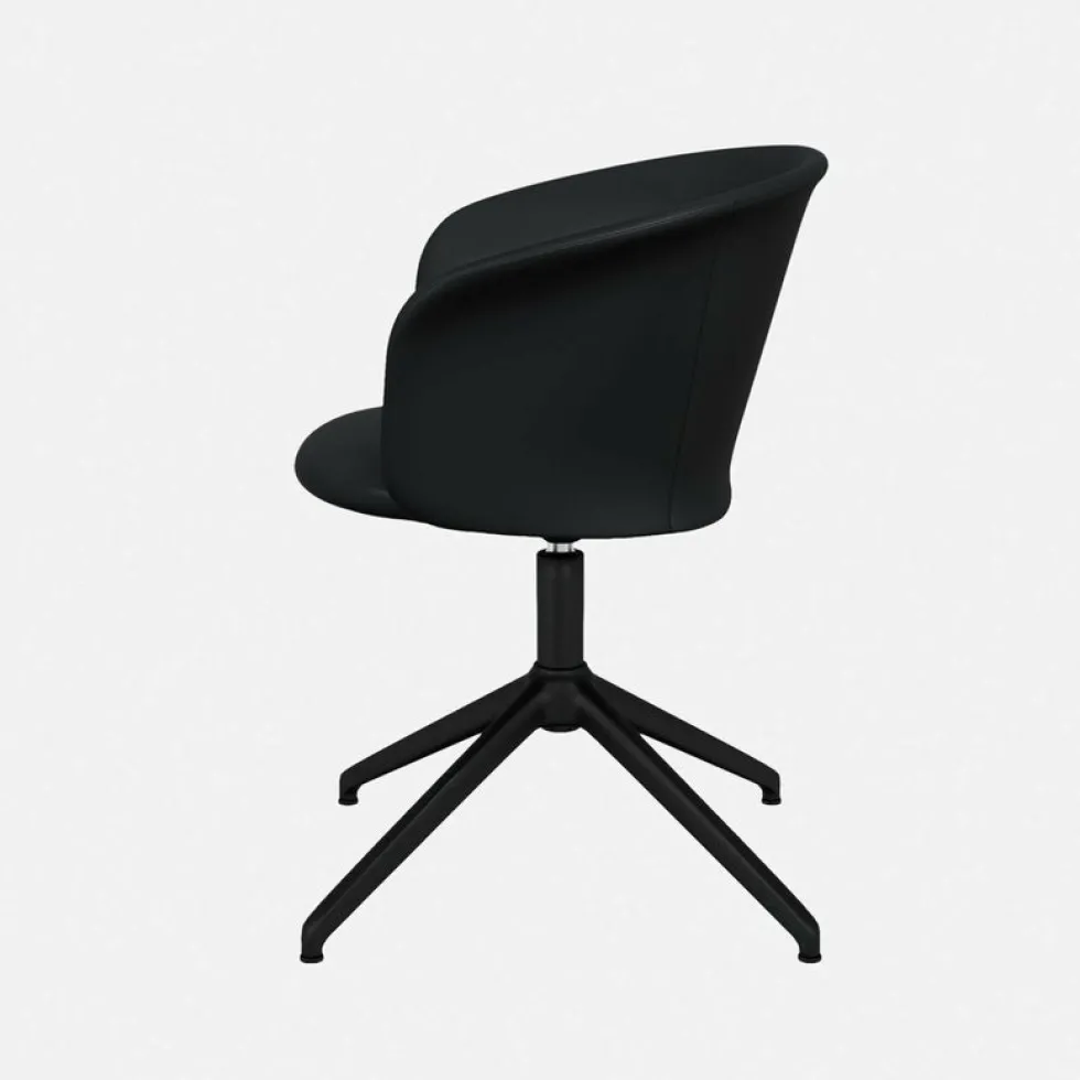 Fauteuil en cuir noir et piètement noir Kendo - Hem