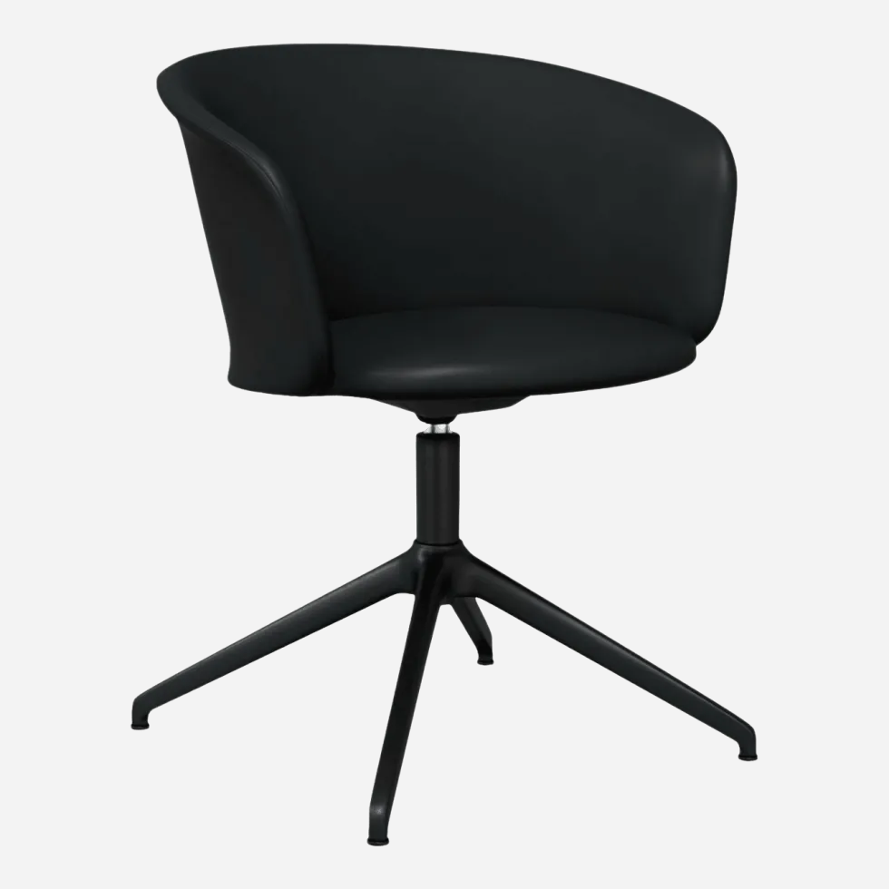 Fauteuil en cuir noir et piètement noir Kendo - Hem