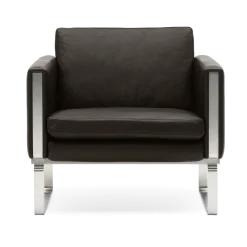 Fauteuil en cuir thor 306 et structure en acier inoxydable 78cm CH101 - Carl Hansen & Søn