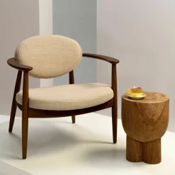 Fauteuil en frêne et tissu beige Roundy - Pols Potten