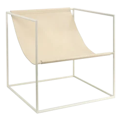 Fauteuil en métal blanc et cuir beige 62x62x61cm Solo Seat - valerie_objects