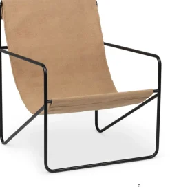 Fauteuil en métal noir et tissu recyclé sable 63 x 77 cm Desert - Ferm Living