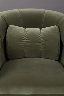 Fauteuil en polyester effet velours vert et bois d'eucalyptus 88x82x79cm Whiskey - Dutchbone