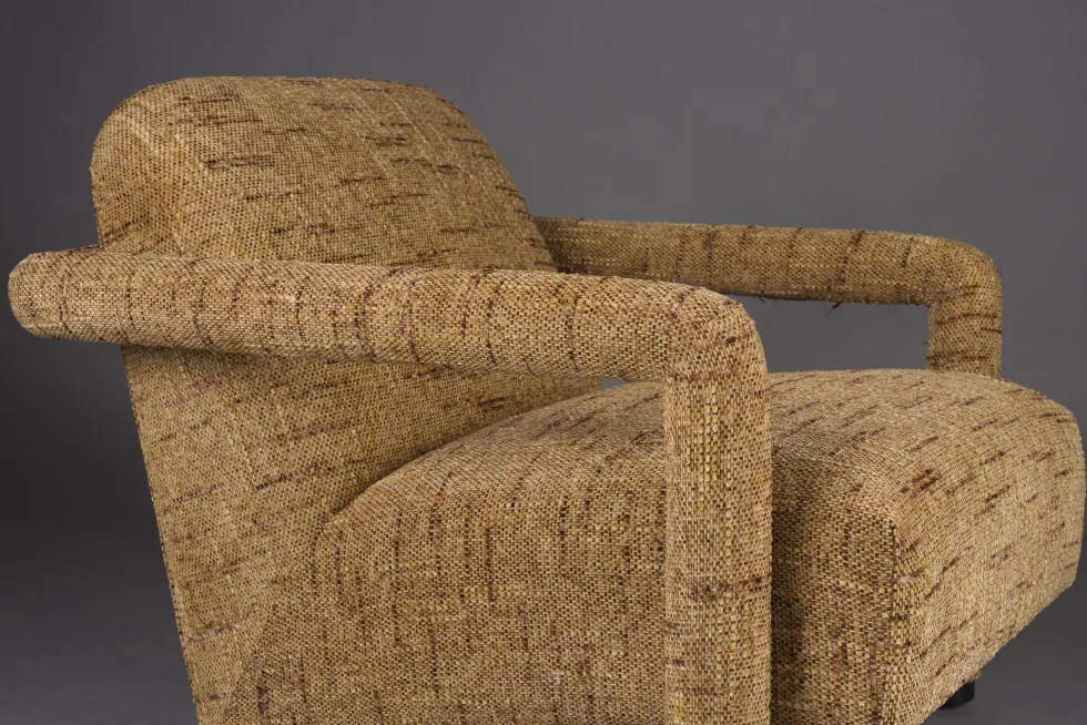 Fauteuil en polyester ocre 86x74x66cm Kent - Dutchbone