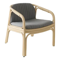 Fauteuil en rotin assise en tissu gris mood 70x61cm Hublot - ORCHID EDITION