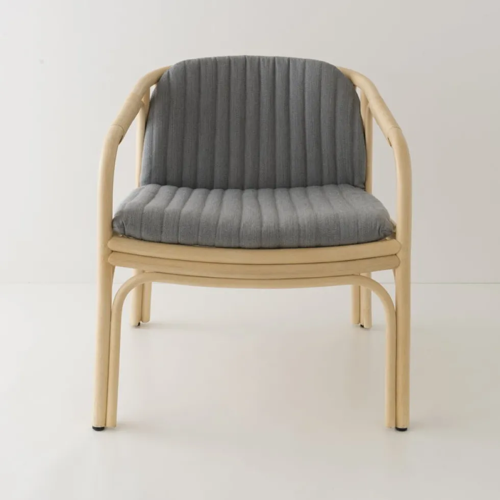 Fauteuil en rotin assise en tissu gris mood 70x61cm Hublot - ORCHID EDITION