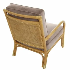 Fauteuil en rotin coussins velours beige rosé Riviera - KOK