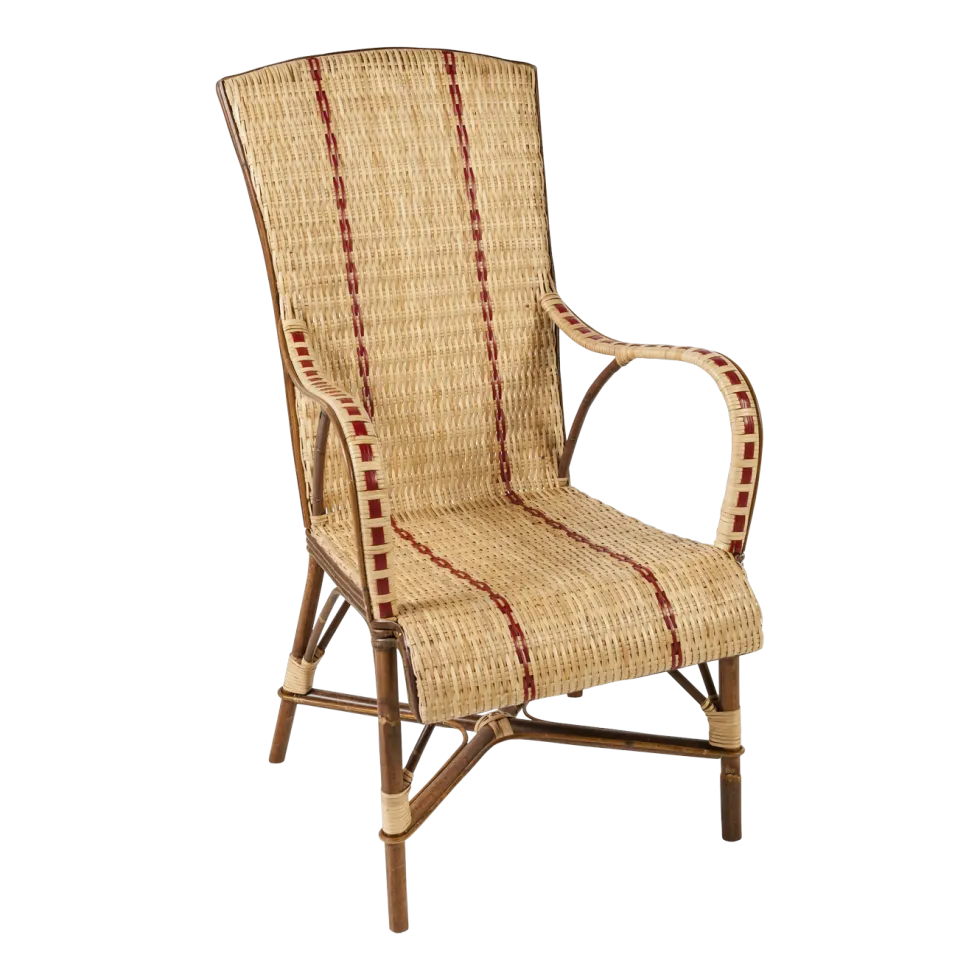 Fauteuil en rotin foncé et filets en résine rouge 105 x 60 x 77 Bagatelle - KOK