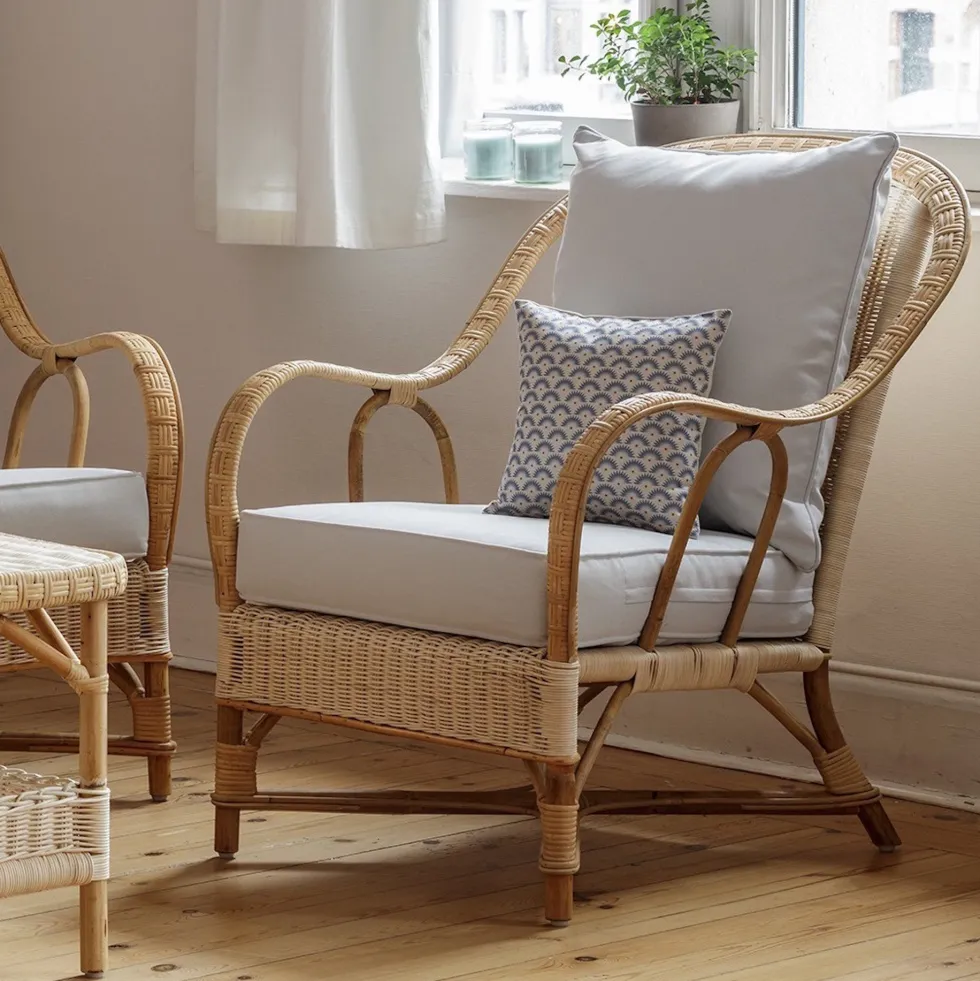 Fauteuil en rotin naturel avec coussin Nantucket - KOK