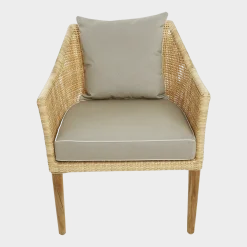 Fauteuil en résine nature coussin marron Sao Paulo - KOK