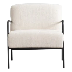 Fauteuil en textile blanc en acier noir 90x70x75cm Bergère - Home Design