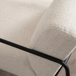 Fauteuil en textile blanc en acier noir 90x70x75cm Bergère - Home Design