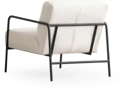 Fauteuil en textile blanc en acier noir 90x70x75cm Bergère - Home Design