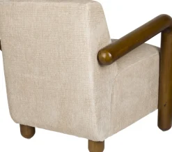 Fauteuil en tissu beige et bois Robinson - Dutchbone