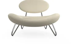 Fauteuil en tissu blanc et acier chrome Meadow - Woud