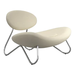 Fauteuil en tissu blanc et acier chrome Meadow - Woud