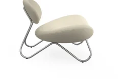 Fauteuil en tissu blanc et acier chrome Meadow - Woud
