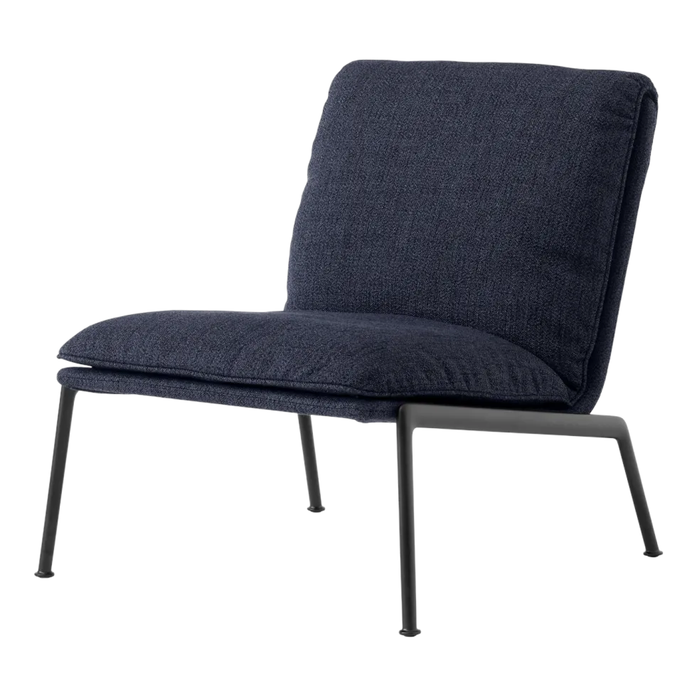 Fauteuil en tissu bleu et aluminium noir Muno LN18 - &tradition