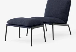 Fauteuil en tissu bleu et aluminium noir Muno LN18 - &tradition