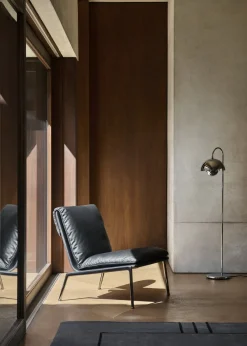 Fauteuil en tissu bleu et aluminium noir Muno LN18 - &tradition